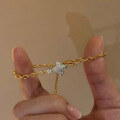 wholesale 925 Silver Double-Sided Four-Pointed Star Bracelet, Zhifan Jewelry Live Stream New Style, Fashionable and Versatile, Ins Style Light Luxury Everyday Piece-0-0