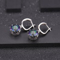 wholesale S925 silver inlaid with colorful gemstone crystal earrings, trendy minimalist and elegant European and American style-0-3
