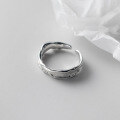 wholesale S925 Sterling Silver Ring with Tin Foil Irregular Wrinkle Texture, Concave-Convex Brushed Openable Ring J9705-0-2