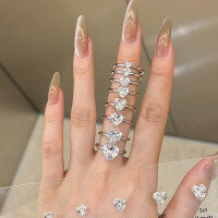 wholesale S925 Sterling Silver Cross-Border Women's Simple Heart-Shaped Solitaire Zircon Ring 03 Carat - 4 Carat Love Main Stone-DY121333-SW-WH 6