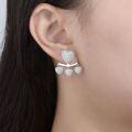 wholesale S925 Silver Hypoallergenic Plated 18k White Gold Two-Way Wear Double Heart Full Moissanite Earrings-0-4