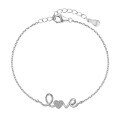 wholesale S925 Sterling Silver Light Luxury INS Style Women's Bracelet with Delicate Four-Leaf Clover and Heart Love Design, Minimalist and Elegant-0-10
