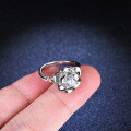 Silver Moissanite Ring Six-Prong Petal Design Women's Fashion Live Stream Supply-0-0