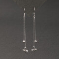 wholesale S925 silver fashionable women's earrings, Korean-style elegant butterfly bead long drop earrings with tassel, SHEIN new accessory-0-1