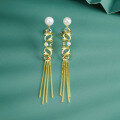 wholesale Metal Material: 925 Sterling Silver Autumn and Winter New Pearl Earrings, High-End Sense of Luxury, Niche Ins Long Tassel Ear Drop Wholesale-0-1
