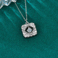 S925 Silver Square Moissanite Dreamcatcher Pendant Necklace-0-0