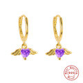 wholesale S925 Sterling Silver Angel Heart Earrings, Cross-Border Fashion, Creative Luxury Ear Clips for Women-0-6