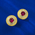 wholesale Metal Material: Simulated Diamond and Ruby Vintage Retro Style Stud Earrings for Women, Cross-Border European and American New Arrivals, Fast Selling Simple Design-0-3