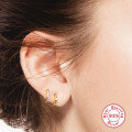 wholesale S925 Sterling Silver with Colorful Diamonds Classic Hoop Earrings,-0-3