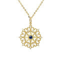 wholesale 18K Gold Jewelry Wholesale Manufacturer of Artistic Vintage Openwork Star Sapphire and Full-Cut Diamond Necklace Accessories-0-4