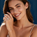 S925 Sterling Silver 1-Carat Classic Brilliant Moissanite Engagement Ring-0-0