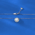wholesale S925 Sterling Silver Classic 7mm Round Diamond Halo Pendant Necklace, Elegant and Versatile, Cross-Border Live Stream-0-3