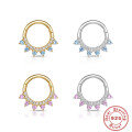 wholesale S925 Sterling Silver Open Nose Ring with Zircon for Cartilage Piercing-0-0