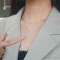 wholesale 925 Silver Gold Plated Japanese Style Commuter Minimalist Clavicle Chain with Three-Prong Moissanite Diamond Necklace, Same Style as aget*-0-1