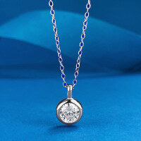 wholesale S925 silver jewelry women's necklace new style simple and elegant fine silver chain with one-carat pendant classic-N322 White Diamond >925 Silver