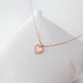 wholesale S925 Silver Necklace for Women, Japanese and Korean Style, Minimalist and Fresh, Polished Heart with Diamond Inlay, Fashion Accessory D8208-0-4