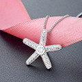 wholesale S925 Sterling Silver Full Diamond Starfish Pendant Women's Korean Style Minimalist Niche High-End Animal Necklace Wholesale Supply-0-0