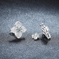 Sterling Silver Four-Leaf Clover Earrings with Moissanite-0-1