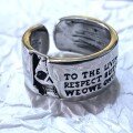 wholesale Antique Silver Cross-Border Retro Color-Block Letter Skull Ring, Distressed Vintage Style, Individual Fashion Trendy Hip-Hop Niche-0-0