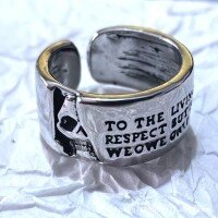 wholesale Antique Silver Cross-Border Retro Color-Block Letter Skull Ring, Distressed Vintage Style, Individual Fashion Trendy Hip-Hop Niche-xb470--Letter skull hip hop ring