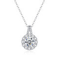 Sterling Silver Moissanite Sunflower Pendant Necklace, Cross-Border Fashion Design-0-3