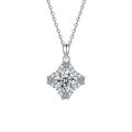 S925 Sterling Silver Luxury Four-Pointed Star Moissanite Pendant Necklace-0-3