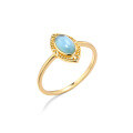 wholesale S925 silver Japanese-style light jewelry exquisite retro ring with blue topaz and peridot teardrop design-0-1
