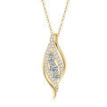 S925 Silver D Color Moissanite Leaf Pendant Necklace-0-3