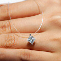 Sterling Silver 1-Carat Moissanite Mermaid Tear Pendant Necklace-0-4