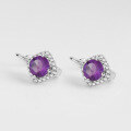 wholesale S925 silver lightweight luxury natural gemstone amethyst earrings, European and American style unique colored gemstone earrings-0-2