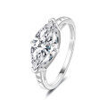 S925 Silver Moissanite Marquise Shape 1 Carat Women's Ring-0-3