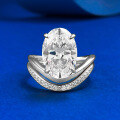 wholesale S925 silver new oval pigeon egg 9*13mm egg-shaped diamond ring stackable style-0-5
