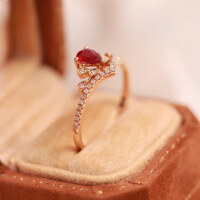 wholesale S925 sterling silver ring for women with moissanite zirconia pave diamonds, retro, luxurious, niche, fashionable, and versatile-BZ0268-Rose Gold>US Size 10