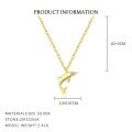 wholesale 18k Gold Plated S925 Sterling Silver Dolphin Pendant Necklace with Zircon, Ins Minimalist Design-0-1
