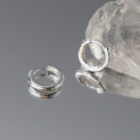 wholesale 925 Silver Fresh and Sweet Ins Style Niche Design Concave-Convex Texture Ear Clasp M05868-Silver-One pair>925 silver