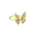 wholesale S925 Sterling Silver Geometric Cross Ring with Floral Butterfly Minimalist Adjustable Open Size Ring-0-19