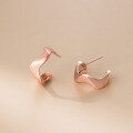 wholesale S925 Sterling Silver Fresh and Sweet Ins Style Small and Unique Design Brushed Wave C-shaped Ear Stud M06550-0-3