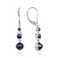 wholesale S925 Sterling Silver Inlaid with Garnet Natural Crystal Topaz Earrings, New Summer High-End Style-0-1