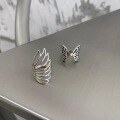 wholesale S925 Sterling Silver Retro Minimalist Hollow-Out Line Butterfly Ring Y2K Baddie Stylish Niche Ring for Women-0-0