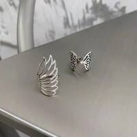 wholesale S925 Sterling Silver Retro Minimalist Hollow-Out Line Butterfly Ring Y2K Baddie Stylish Niche Ring for Women-xb654-copper platinum