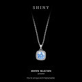 Metal Silver Square Micro-Set Bezel Necklace Moissanite Women's Choker 1 Carat Factory Direct-0-5