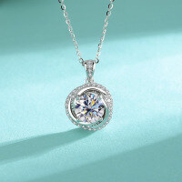 wholesale PT950 plated 925 silver moissanite necklace with classic fine workmanship, rotating fashion, simple cross pendant, hot-selling internationally-2 carat (zircon) necklace