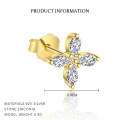 wholesale S925 Sterling Silver Four-leaf Clover Earrings, Dainty And Versatile Zircon Earring Set For Women-0-7
