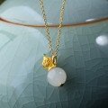 wholesale 925 silver antique gold-plated with Hetian jade pendant, light luxurygourd necklace with certificate from the manufacturer-0-0