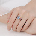 wholesale PT950 plated 925 sterling silver ring with 1 carat moissanite, round halo and four-prong setting-0-3
