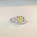 wholesale S925 Sterling Silver Crown Ring for Women, Xiaohongshu Same Style Yellow Diamond Ring, Teardrop Pear Shape Wheat Ear Ring, Popular Wholesale-0-1