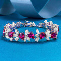 wholesale S925 silver jewelry live broadcast new style luxurious full diamond bezel set pigeon blood red bracelet, high-end, festive, exquisite, and elegant-0-0