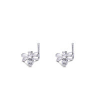 wholesale 925 Sterling Silver Zirconia Bee L-shaped Nose Stud Piercing Jewelry Qingdao Wholesale-Platinum (single) 20G
