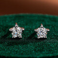 S925 Sterling Silver Moissanite Star Earrings, Luxury Classic Premium Design Cross-Border Wholesale Factory-0-0
