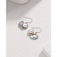 wholesale S925 Sterling Silver Scallop Pearl Earrings for Women, Fashionable Korean Style Minimalist Design, High-End Shell Earring Accessories-Shell Pearl Earrings 925 Silver